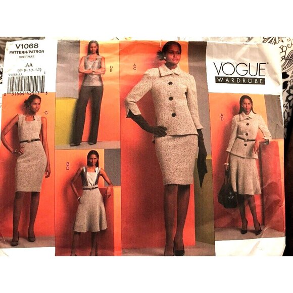 Sewing Pattern Vogue V1068 Wardrobe Jacket Top Skirt Pants Suit 4 Option 6-12 - Picture 6 of 6